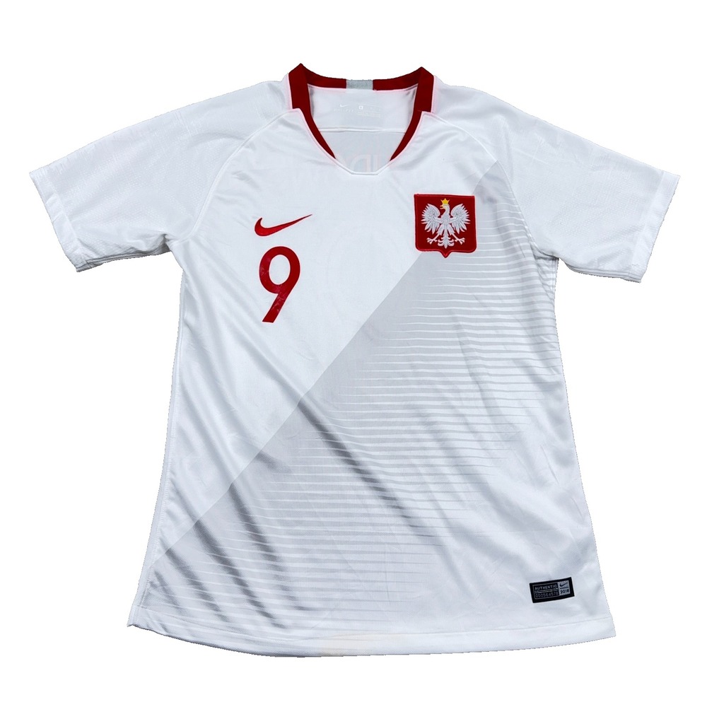NIKE Poland National Team Jersey Men Small White Red Lewandowski 2018 Logo